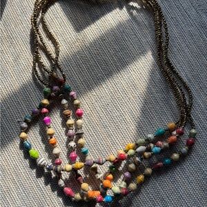 Multicolor paper and glass Beaded Necklace